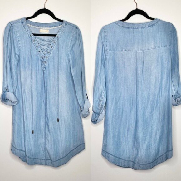 Altar’d State Lace Up Chambray Dress - Picture 2 of 9